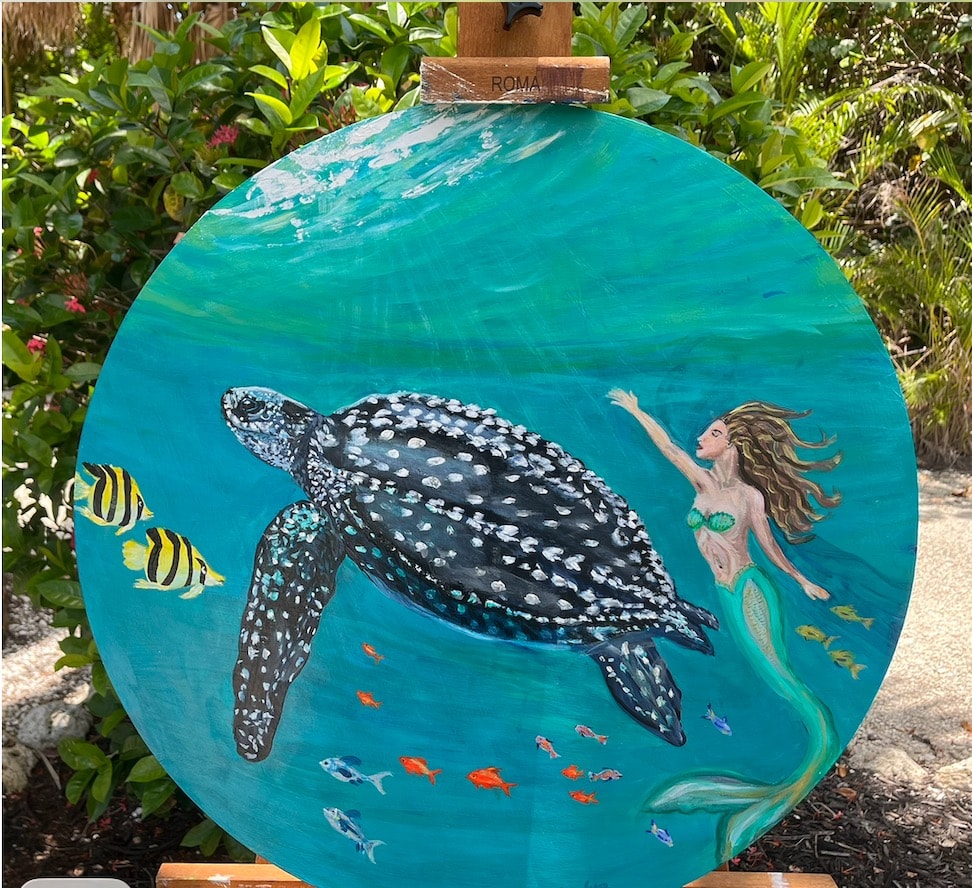 Mermaid with her Leatherback Turtle